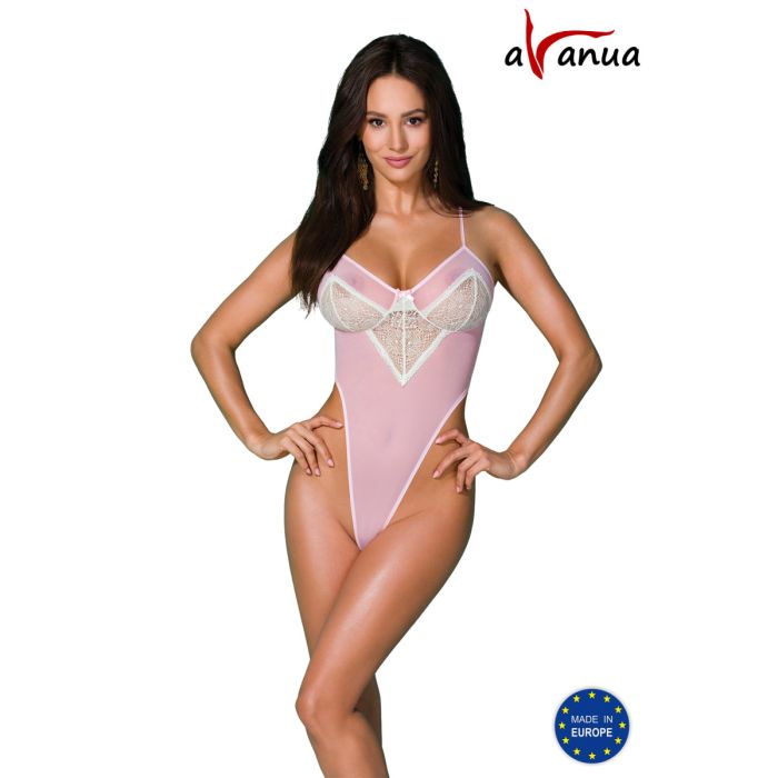 Avanua Pamela Body in Pink aus Tüll und Spitze mit gekreuzten Trägern Avanua Pamela Body in Pink aus Tüll und Spitze mit gekreuzten Trägern