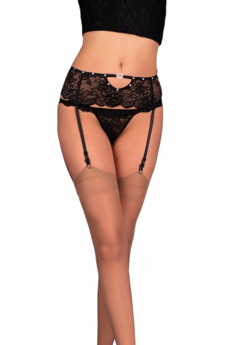 LivCo Corsetti Fashion Nita Spitzen-Strumpfgürtel mit Schnürung in Schwarz LivCo Corsetti Fashion Nita Spitzen-Strumpfgürtel mit Schnürung in Schwarz