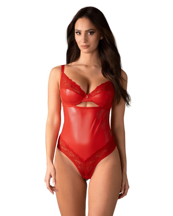 Obsessive Aliosa – Spitzenbody mit Bügel-Cups in Rot Obsessive Aliosa – Spitzenbody mit Bügel-Cups in Rot