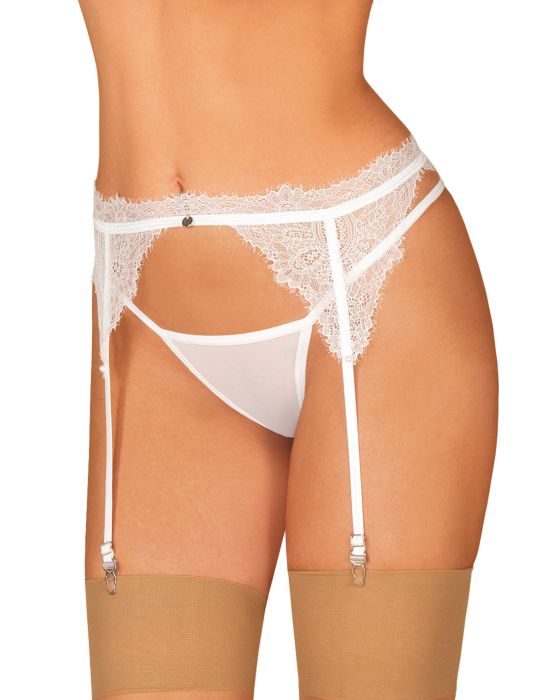 Obsessive Strumpfgürtel aus weißer Spitze mit verstellbaren Strapshaltern Obsessive Strumpfgürtel aus weißer Spitze mit verstellbaren Strapshaltern