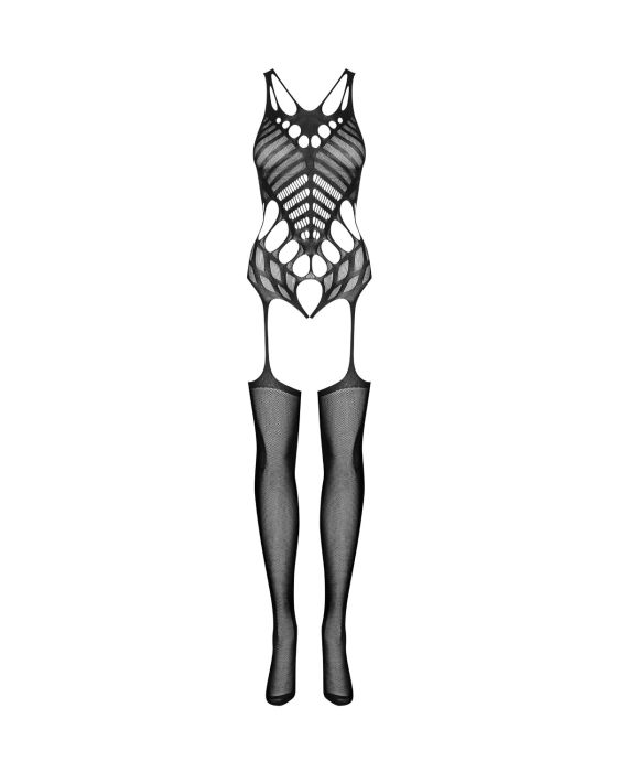 Obsessive G139 – Bodystocking mit Cut-outs und grafischem Muster in Schwarz Obsessive G139 – Bodystocking mit Cut-outs und grafischem Muster in Schwarz