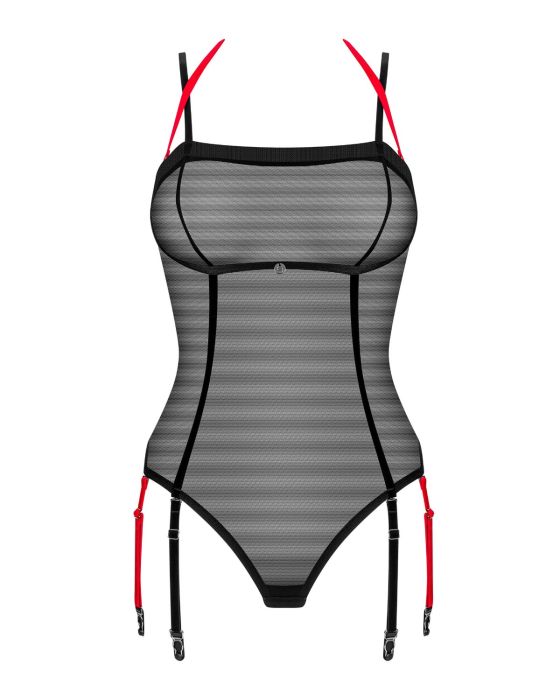 Obsessive Glandez – Body mit Neckholder und abnehmbaren Strapsen in Schwarz Obsessive Glandez – Body mit Neckholder und abnehmbaren Strapsen in Schwarz