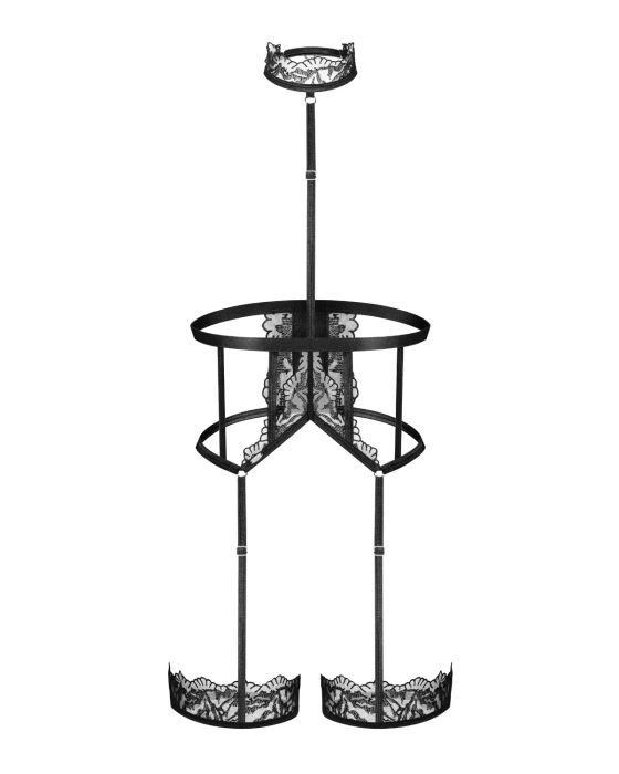 Obsessive Hersis – Spitzen-Harness mit Strumpfbändern in Schwarz Obsessive Hersis – Spitzen-Harness mit Strumpfbändern in Schwarz