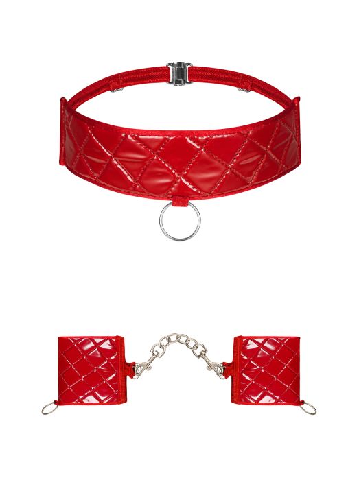 Obsessive Hunteria Accessoire-Set mit Choker und Handschellen in Rot Obsessive Hunteria Accessoire-Set mit Choker und Handschellen in Rot