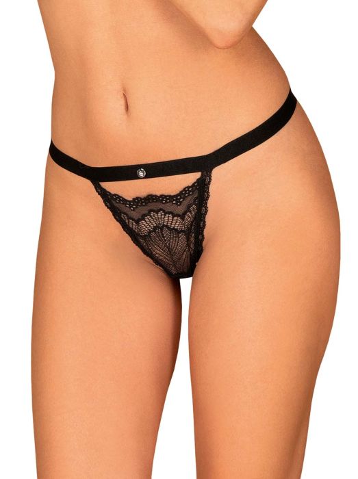 Obsessive Isabellia – String aus Spitze mit Schleife in Schwarz Obsessive Isabellia – String aus Spitze mit Schleife in Schwarz