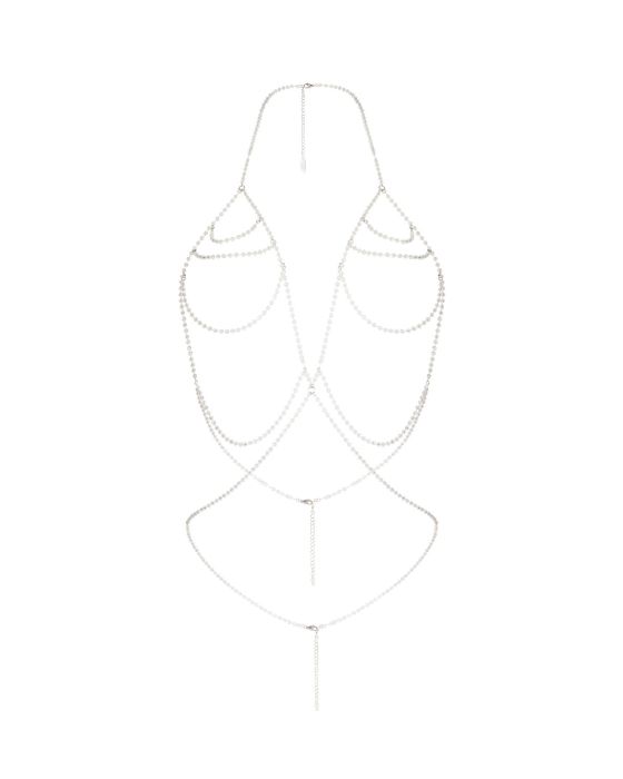Obsessive Lyxa – Schmuck-BH aus Glasperlen und Ketten in Weiß Obsessive Lyxa – Schmuck-BH aus Glasperlen und Ketten in Weiß