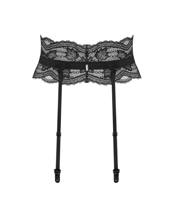 Obsessive Nutris – Strapsgürtel aus Spitze mit floralem Motiv in Schwarz Obsessive Nutris – Strapsgürtel aus Spitze mit floralem Motiv in Schwarz