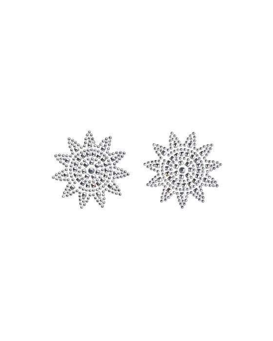 Obsessive Olianna – Nipple Covers in Sternform mit Acrylkristallen in Silber Obsessive Olianna – Nipple Covers in Sternform mit Acrylkristallen in Silber
