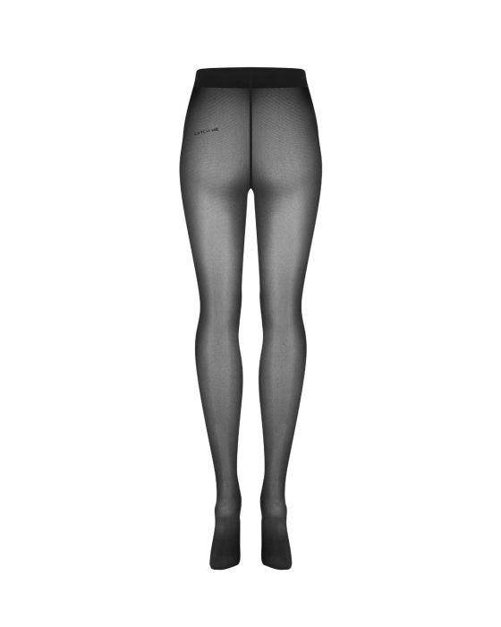 Obsessive Patrise Me – halbtransparente Strumpfhose mit Spruch „Catch me“ in Schwarz Obsessive Patrise Me – halbtransparente Strumpfhose mit Spruch „Catch me“ in Schwarz