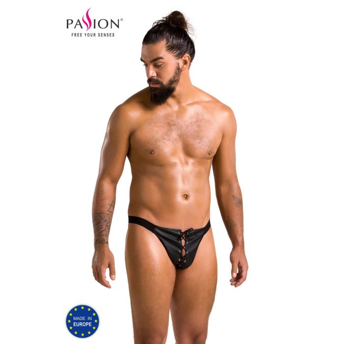 Passion MEN Jockstrap-Slip in Lederoptik mit Schnürung und elastischem Bund, Schwarz Passion MEN Jockstrap-Slip in Lederoptik mit Schnürung und elastischem Bund, Schwarz