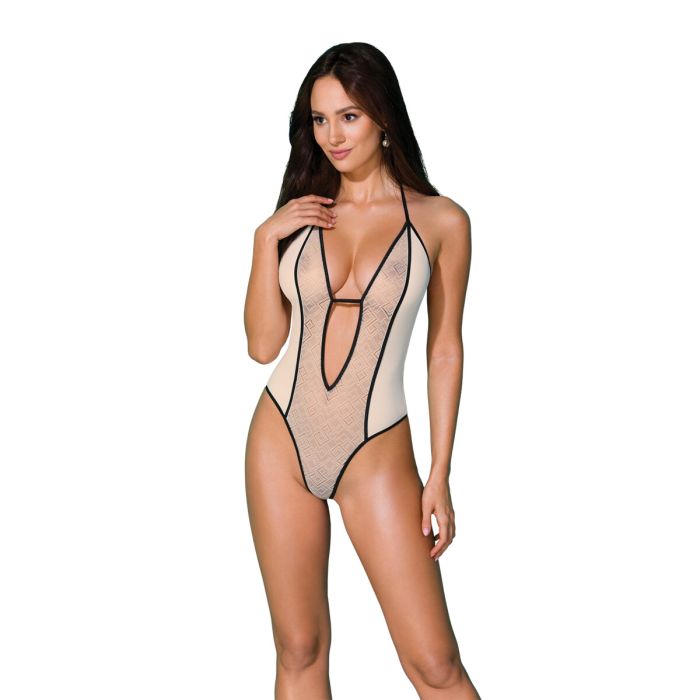 SpaLeXLine Neckholder-Spitzenbody mit Hakenverschluss im Schritt in Ecru-Schwarz SpaLeXLine Neckholder-Spitzenbody mit Hakenverschluss im Schritt in Ecru-Schwarz