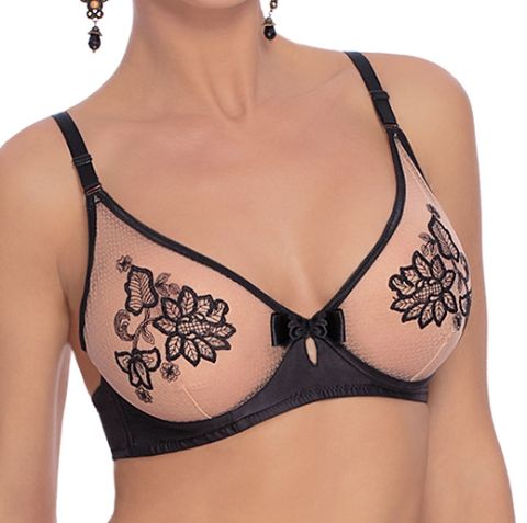 Róza Soft-BH Mehendi Schwarz mit Bügeln und verstellbaren Trägern