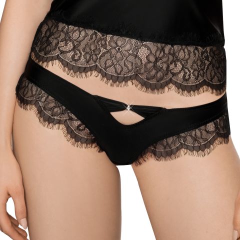 Róza Sija Panty – Schwarze Design-Damenpanty mit glänzendem Schmuckdetail