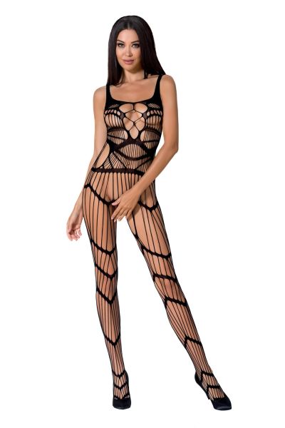 Bodystocking aus grobmaschigem Netz, offen im Schritt, schwarz – Passion-Exklusiv