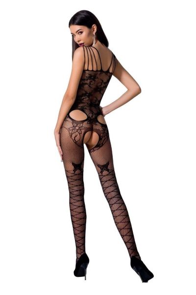Bodystocking mit elastischen Trägern und Muster-Design – schwarz, Passion-Exklusiv