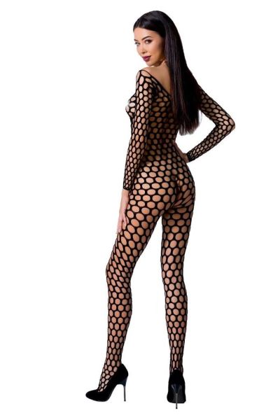 Eleganter Ganzkörper-Bodystocking aus Netz mit Cut-Outs – Schwarz, S/L