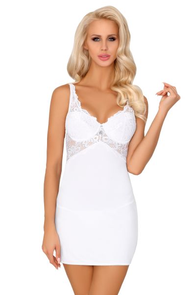 Weiße Spitzen-Chemise mit Bügel und gepolsterten Cups von LivCo Corsetti