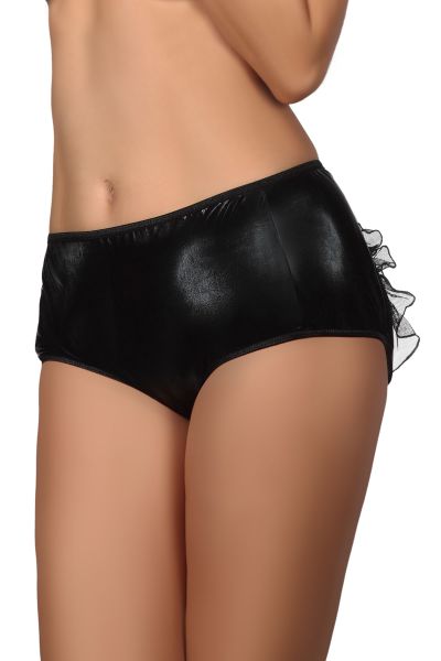Beauty Night Doris Metallic Slip – Glänzendes, extravagant verziertes Höschen in Schwarz