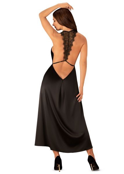 Obsessive Agatya Spitzenkleid – Schwarzes Negligé mit Satin-Details