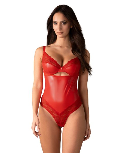 Obsessive Aliosa – Spitzenbody mit Bügel-Cups in Rot