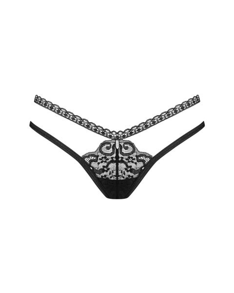 Obsessive Blomentis – Spitzenstring mit Schleife hinten in Schwarz