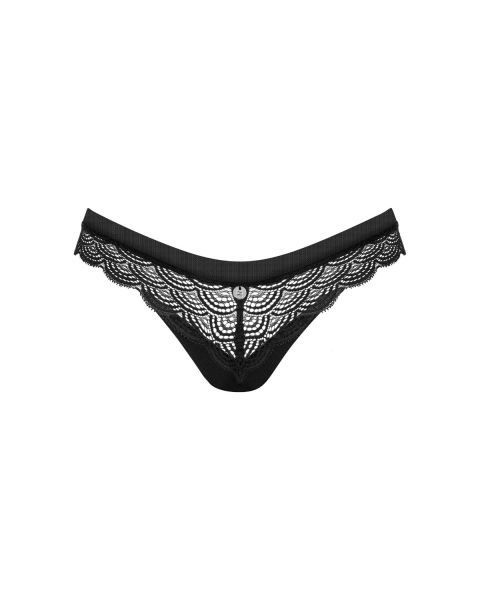 Obsessive Chemeris – Spitzenslip mit Rücken-Cut-out in Schwarz