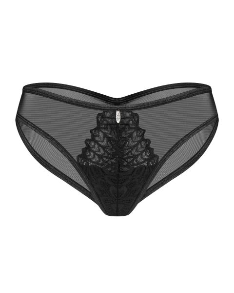 Obsessive Donarella – Transparenter Slip mit Spitzeneinsätzen in Schwarz