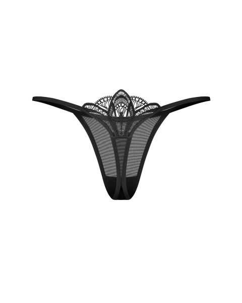 Obsessive Ezmee – String mit Spitzenrückseite & halbtransparenter Front in Schwarz
