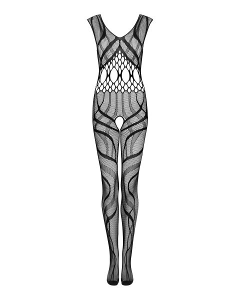 Obsessive Bodystocking Schwarz mit floralen Motiven und Cut-Outs, S/M/L