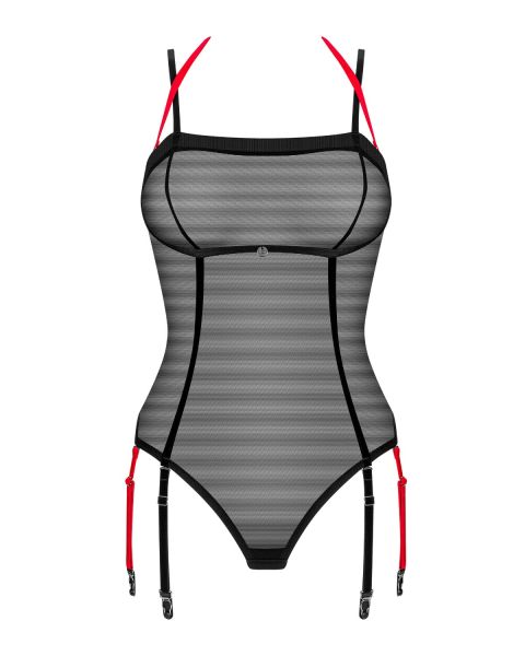 Obsessive Glandez – Body mit Neckholder und abnehmbaren Strapsen in Schwarz
