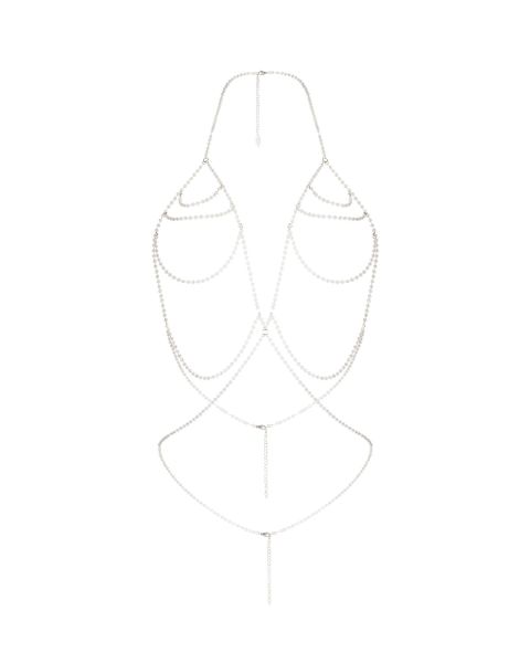 Obsessive Lyxa – Schmuck-BH aus Glasperlen und Ketten in Weiß