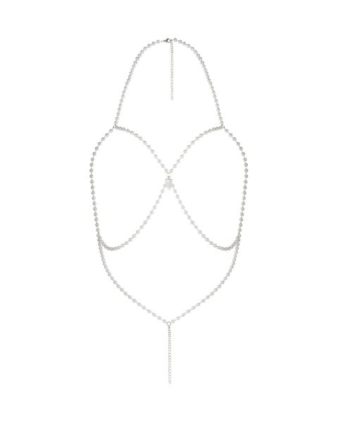 Obsessive Lyxa – Schmuck-BH mit offenen Cups und silbernem Anhänger in Weiß