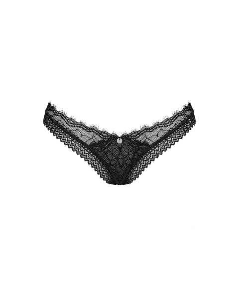 Obsessive Medilla – String mit Wimpernspitze und Mesh in Schwarz