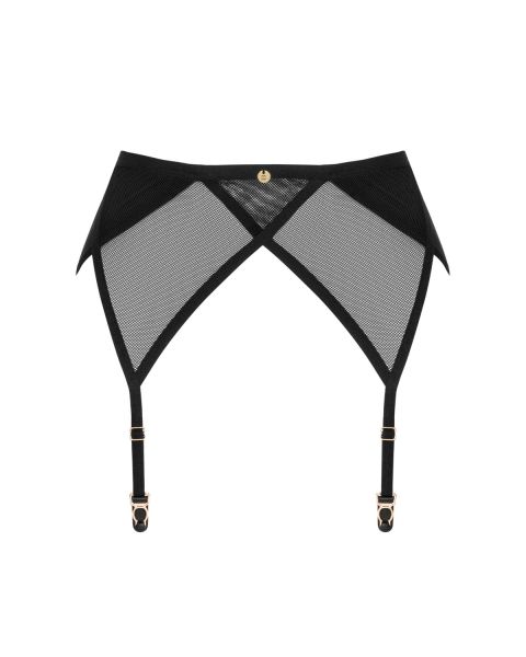 Obsessive Nesari – Strapsgürtel mit goldenem Ring in Schwarz