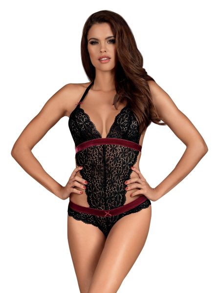 Obsessive Neckholder Body Rossita in Schwarz – Eleganter Body mit Schleife