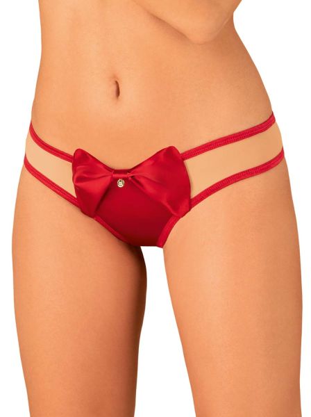 Obsessive Rubinesa String – Roter Damen-String mit Satinschleife, zartes Material