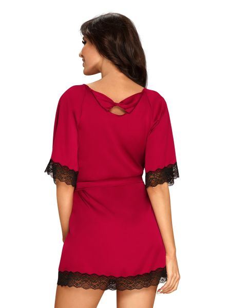 Roter Kimono aus Satin und Spitze – Obsessive Sensuelia, verschiedene Größen