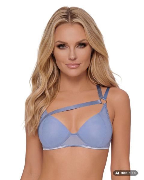 Obsessive Shaderi – Mesh-BH mit Bügeln und Zierriemchen in Blau