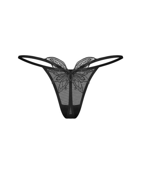 Obsessive Veyane – String mit Schmetterling aus Spitze in Schwarz