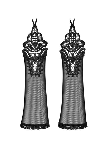 Elegante Armstulpen aus Mesh und Spitze in Schwarz von Obsessive