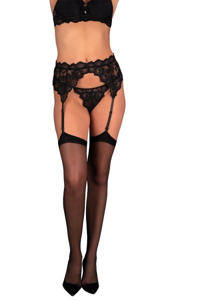 Schwarzer Spitzen-Strumpfgürtel Soliana mit verstellbaren Strapshaltern von LivCo Corsetti