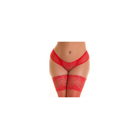 Axami Plus Size String aus Tüll und Spitze, Rot (2XL-4XL), offen