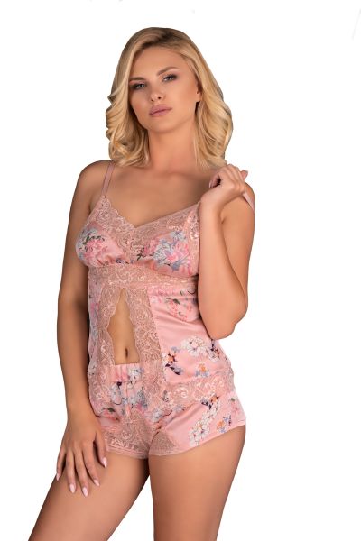 LivCo Corsetti Damen-Set mit Top & Shorts, Blütenspitze, pink